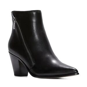 NWT Paige Lia Leather Bootie black with an angled zipper block heel 8.5